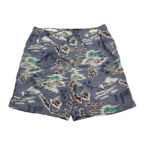 Dolphin Shorts Mens M Multicolor High Rise Tropical Hawaii Palm Trees Trunks